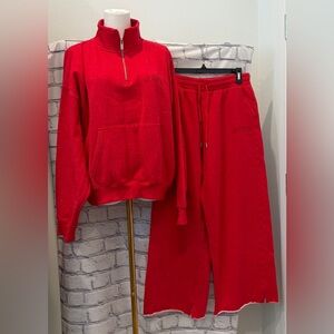 PINK Victoria  Secret Red Sparkle Sweatshirt & Sweatpants Set